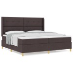 vidaXL Pat cu saltea cu arcuri Maro închis 200 x 200 cm țesătură vidaXL Pat cu saltea cu arcuri Maro închis 200 x 200 cm țesătură
