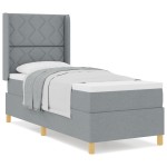 vidaXL Pat cu saltea cu arcuri Gri deschis 80 x 200 cm țesătură vidaXL Pat cu saltea cu arcuri Gri deschis 80 x 200 cm țesătură