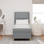 vidaXL Pat cu saltea cu arcuri Gri deschis 80 x 200 cm țesătură vidaXL Pat cu saltea cu arcuri Gri deschis 80 x 200 cm țesătură