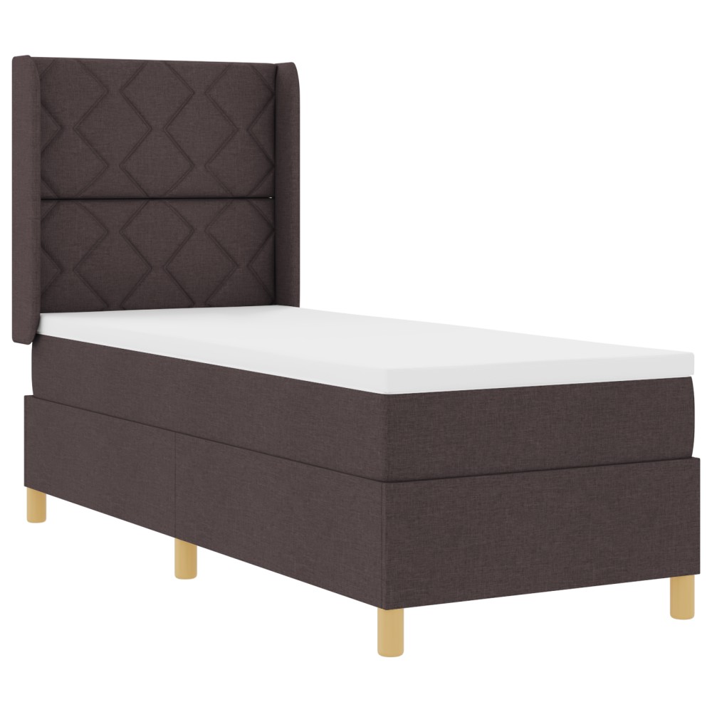 vidaXL Pat cu saltea cu arcuri Maro închis 80 x 200 cm țesătură