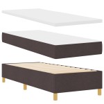 vidaXL Pat cu saltea cu arcuri Maro închis 80 x 200 cm țesătură