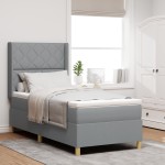 vidaXL Pat cu saltea cu arcuri Gri deschis 90 x 190 cm țesătură