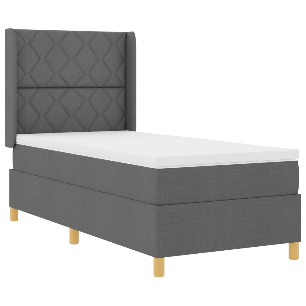 vidaXL Pat cu saltea cu arcuri Gri închis 90 x 190 cm țesătură