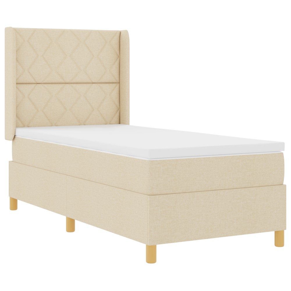 vidaXL Pat cu saltea cu arcuri cu saltea Crem 90 x 190 cm țesătură