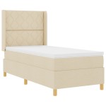 vidaXL Pat cu saltea cu arcuri cu saltea Crem 90 x 190 cm țesătură vidaXL Pat cu saltea cu arcuri cu saltea Crem 90 x 190 cm țesătură