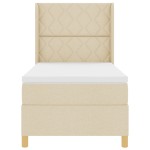 vidaXL Pat cu saltea cu arcuri cu saltea Crem 90 x 190 cm țesătură vidaXL Pat cu saltea cu arcuri cu saltea Crem 90 x 190 cm țesătură