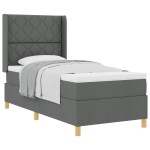 vidaXL Pat cu saltea cu arcuri Gri închis 90 x 200 cm țesătură vidaXL Pat cu saltea cu arcuri Gri închis 90 x 200 cm țesătură