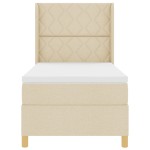 vidaXL Pat cu saltea cu arcuri cu saltea Crem 90 x 200 cm țesătură vidaXL Pat cu saltea cu arcuri cu saltea Crem 90 x 200 cm țesătură