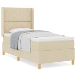 vidaXL Pat cu saltea cu arcuri cu saltea Crem 90 x 200 cm țesătură vidaXL Pat cu saltea cu arcuri cu saltea Crem 90 x 200 cm țesătură