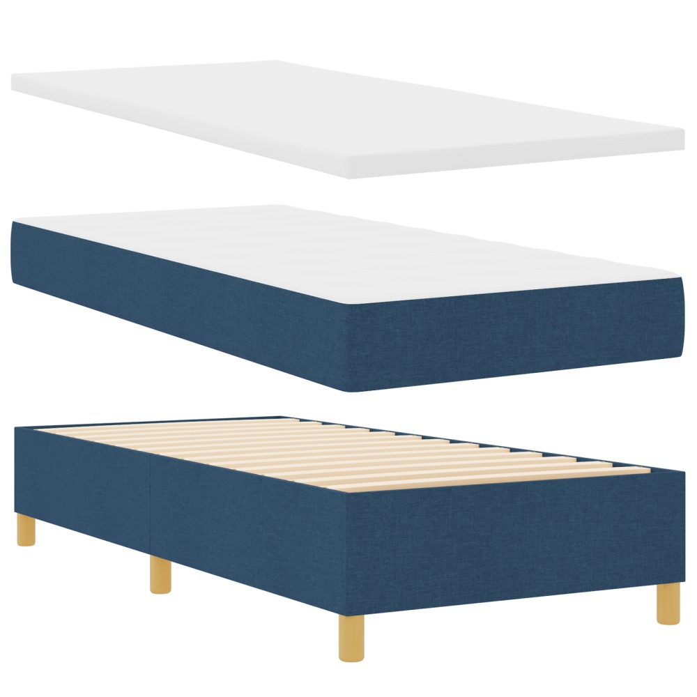 vidaXL Pat cu saltea cu arcuri cu saltea albastru 90 x 200 cm țesătură