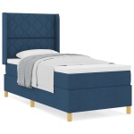 vidaXL Pat cu saltea cu arcuri cu saltea albastru 90 x 200 cm țesătură vidaXL Pat cu saltea cu arcuri cu saltea albastru 90 x 200 cm țesătură