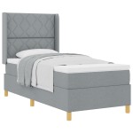 vidaXL Pat cu saltea cu arcuri Gri deschis 100 x 200 cm țesătură vidaXL Pat cu saltea cu arcuri Gri deschis 100 x 200 cm țesătură