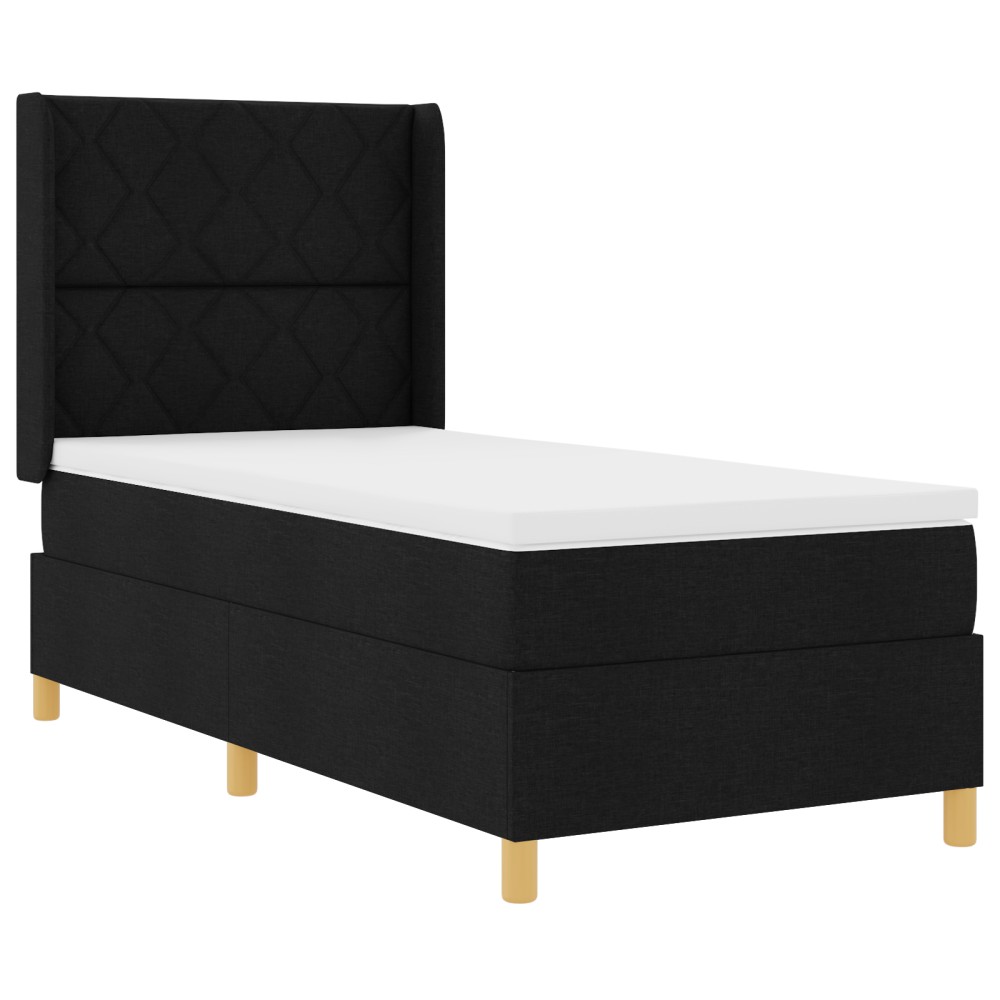 vidaXL Pat cu saltea cu arcuri cu saltea Negru 100 x 200 cm țesătură