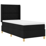 vidaXL Pat cu saltea cu arcuri cu saltea Negru 100 x 200 cm țesătură vidaXL Pat cu saltea cu arcuri cu saltea Negru 100 x 200 cm țesătură