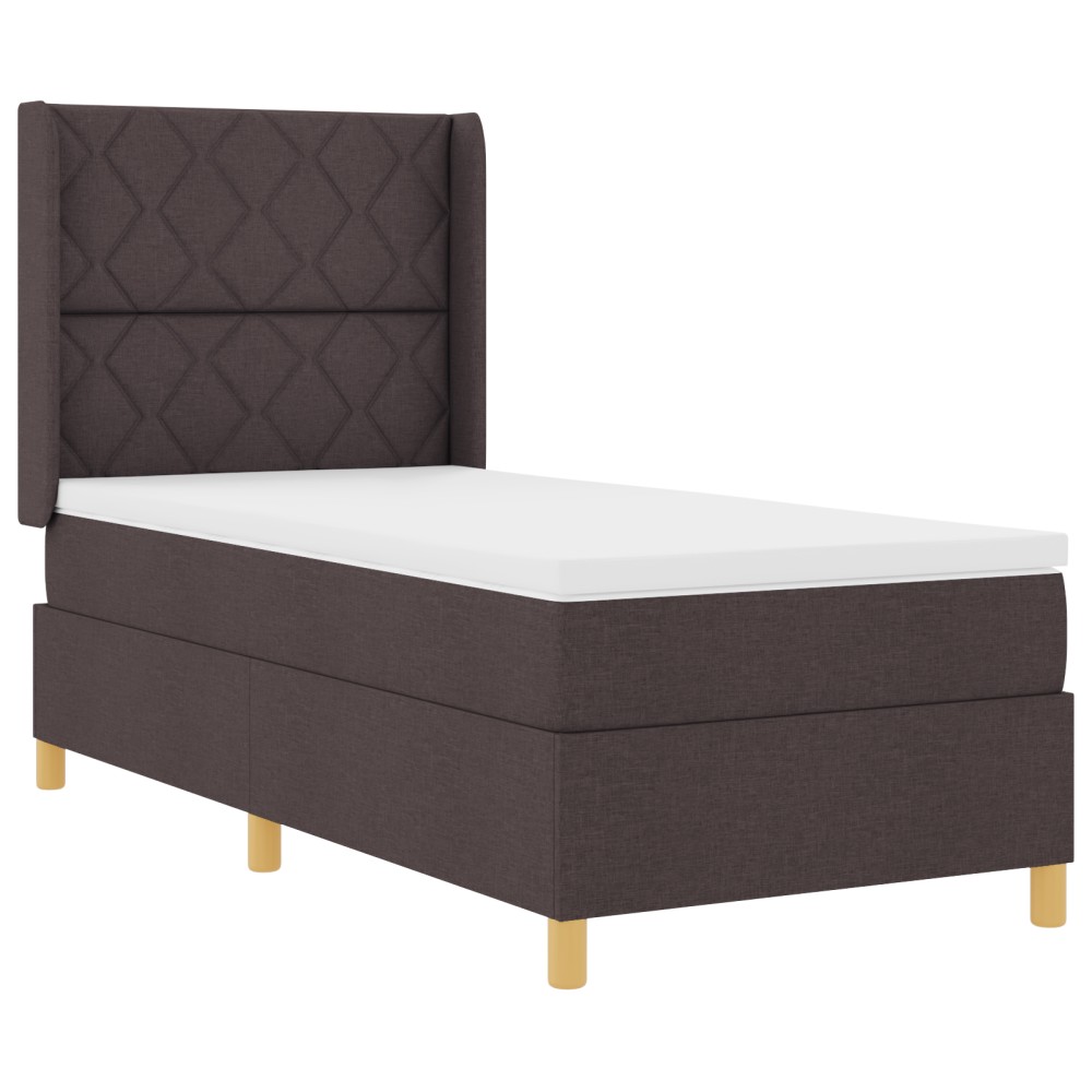 vidaXL Pat cu saltea cu arcuri Maro închis 100 x 200 cm țesătură