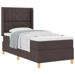 vidaXL Pat cu saltea cu arcuri Maro închis 100 x 200 cm țesătură vidaXL Pat cu saltea cu arcuri Maro închis 100 x 200 cm țesătură