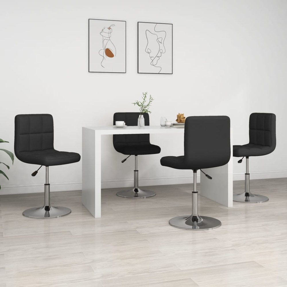 vidaXL Scaune de sufragerie, 4 buc., negru, piele ecologică