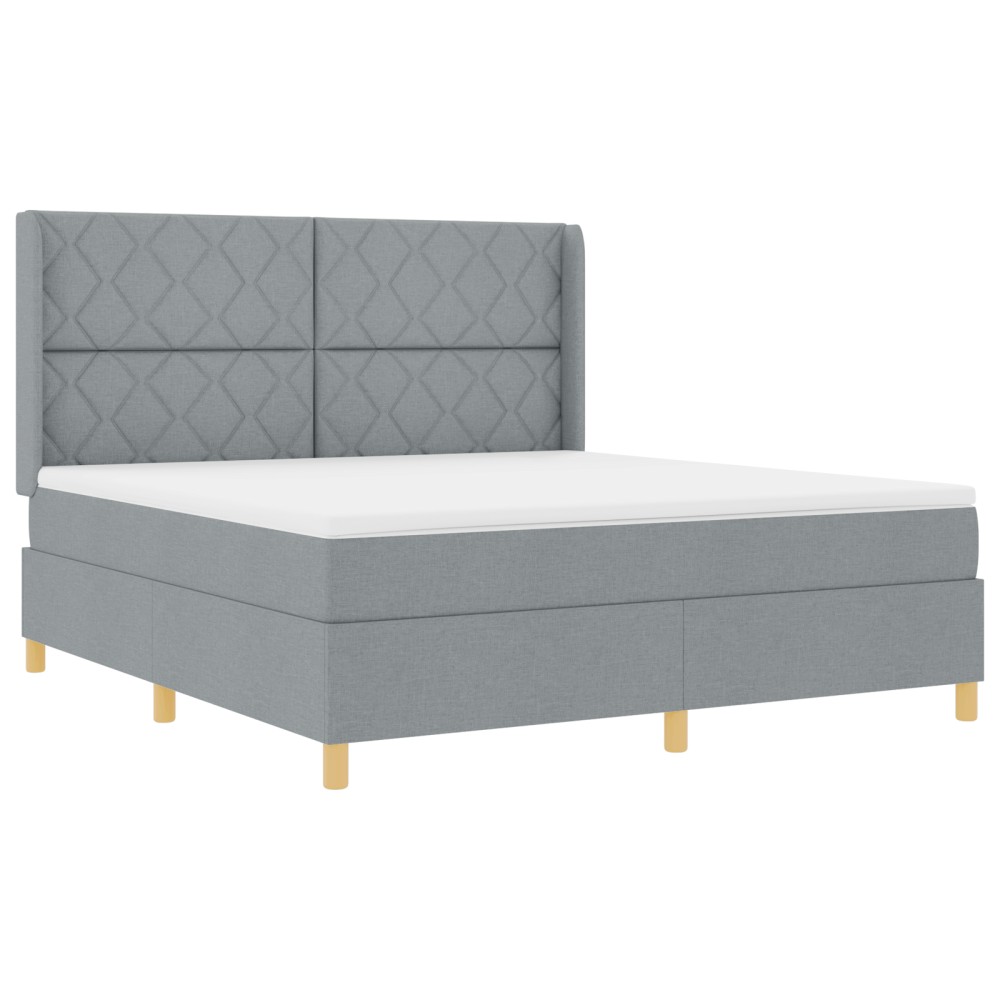 vidaXL Pat cu saltea cu arcuri Gri deschis 180 x 200 cm țesătură