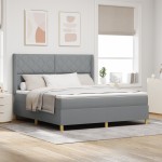vidaXL Pat cu saltea cu arcuri Gri deschis 180 x 200 cm țesătură vidaXL Pat cu saltea cu arcuri Gri deschis 180 x 200 cm țesătură