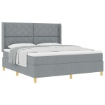 vidaXL Pat cu saltea cu arcuri Gri deschis 180 x 200 cm țesătură vidaXL Pat cu saltea cu arcuri Gri deschis 180 x 200 cm țesătură