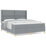 vidaXL Pat cu saltea cu arcuri Gri deschis 180 x 200 cm țesătură vidaXL Pat cu saltea cu arcuri Gri deschis 180 x 200 cm țesătură