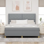 vidaXL Pat cu saltea cu arcuri Gri deschis 180 x 200 cm țesătură vidaXL Pat cu saltea cu arcuri Gri deschis 180 x 200 cm țesătură