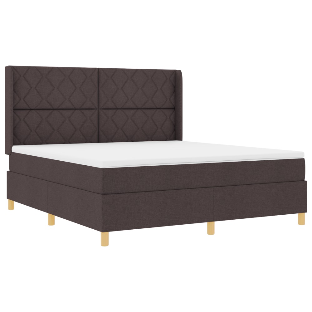 vidaXL Pat cu saltea cu arcuri Maro închis 180 x 200 cm țesătură