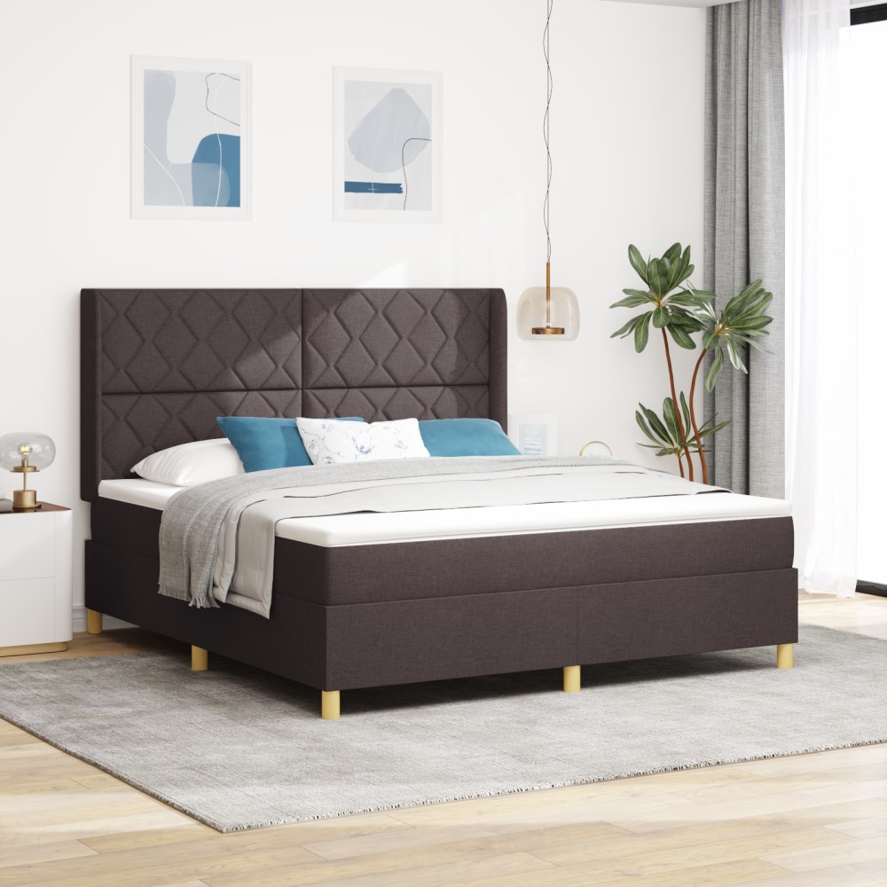 vidaXL Pat cu saltea cu arcuri Maro închis 180 x 200 cm țesătură