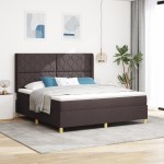 vidaXL Pat cu saltea cu arcuri Maro închis 180 x 200 cm țesătură