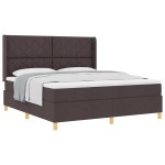 vidaXL Pat cu saltea cu arcuri Maro închis 180 x 200 cm țesătură