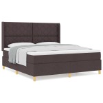 vidaXL Pat cu saltea cu arcuri Maro închis 180 x 200 cm țesătură