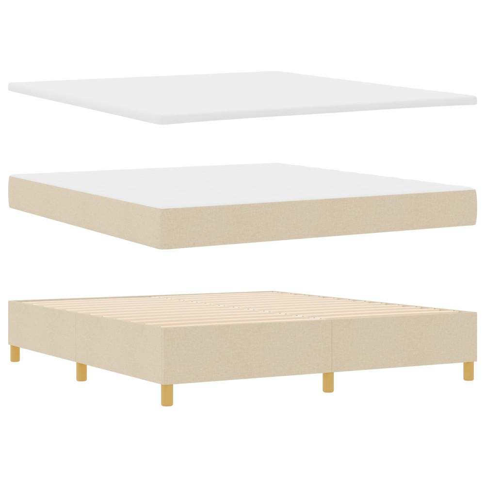 vidaXL Pat cu saltea cu arcuri cu saltea Crem 180 x 200 cm țesătură