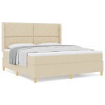 vidaXL Pat cu saltea cu arcuri cu saltea Crem 180 x 200 cm țesătură vidaXL Pat cu saltea cu arcuri cu saltea Crem 180 x 200 cm țesătură