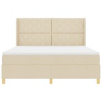 vidaXL Pat cu saltea cu arcuri cu saltea Crem 180 x 200 cm țesătură vidaXL Pat cu saltea cu arcuri cu saltea Crem 180 x 200 cm țesătură