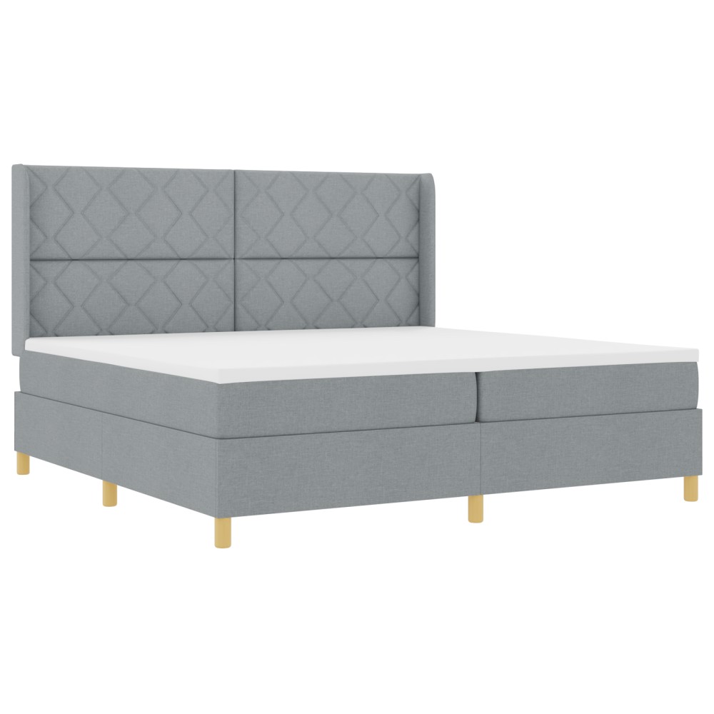 vidaXL Pat cu saltea cu arcuri Gri deschis 200 x 200 cm țesătură