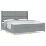 vidaXL Pat cu saltea cu arcuri Gri deschis 200 x 200 cm țesătură vidaXL Pat cu saltea cu arcuri Gri deschis 200 x 200 cm țesătură