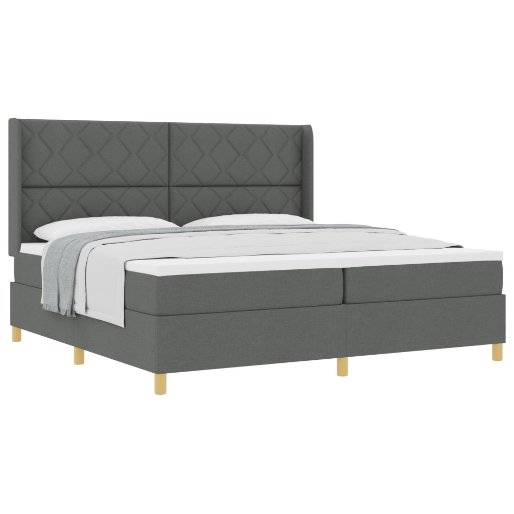 vidaXL Pat cu saltea cu arcuri Gri închis 200 x 200 cm țesătură