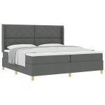 vidaXL Pat cu saltea cu arcuri Gri închis 200 x 200 cm țesătură vidaXL Pat cu saltea cu arcuri Gri închis 200 x 200 cm țesătură
