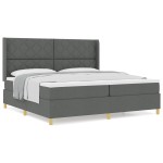 vidaXL Pat cu saltea cu arcuri Gri închis 200 x 200 cm țesătură vidaXL Pat cu saltea cu arcuri Gri închis 200 x 200 cm țesătură