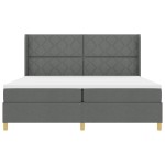 vidaXL Pat cu saltea cu arcuri Gri închis 200 x 200 cm țesătură vidaXL Pat cu saltea cu arcuri Gri închis 200 x 200 cm țesătură