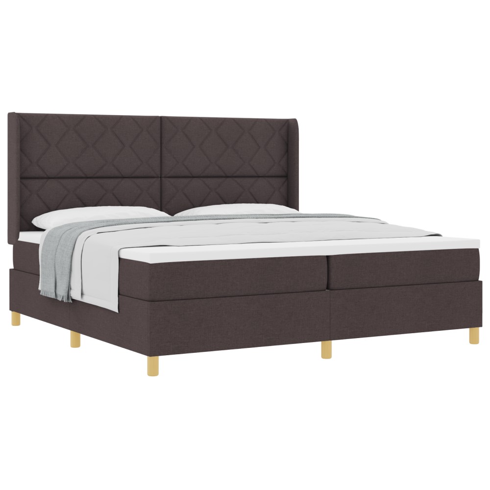 vidaXL Pat cu saltea cu arcuri Maro închis 200 x 200 cm țesătură