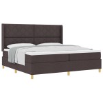 vidaXL Pat cu saltea cu arcuri Maro închis 200 x 200 cm țesătură