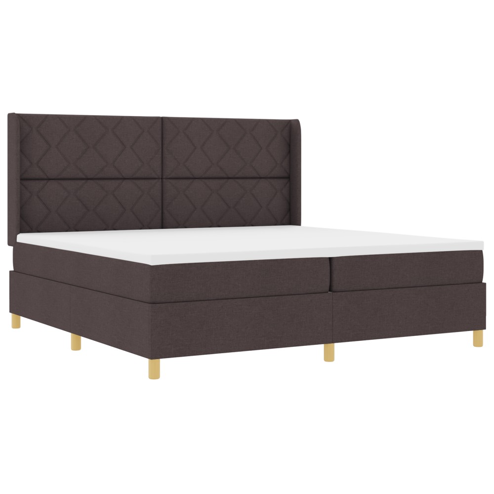 vidaXL Pat cu saltea cu arcuri Maro închis 200 x 200 cm țesătură