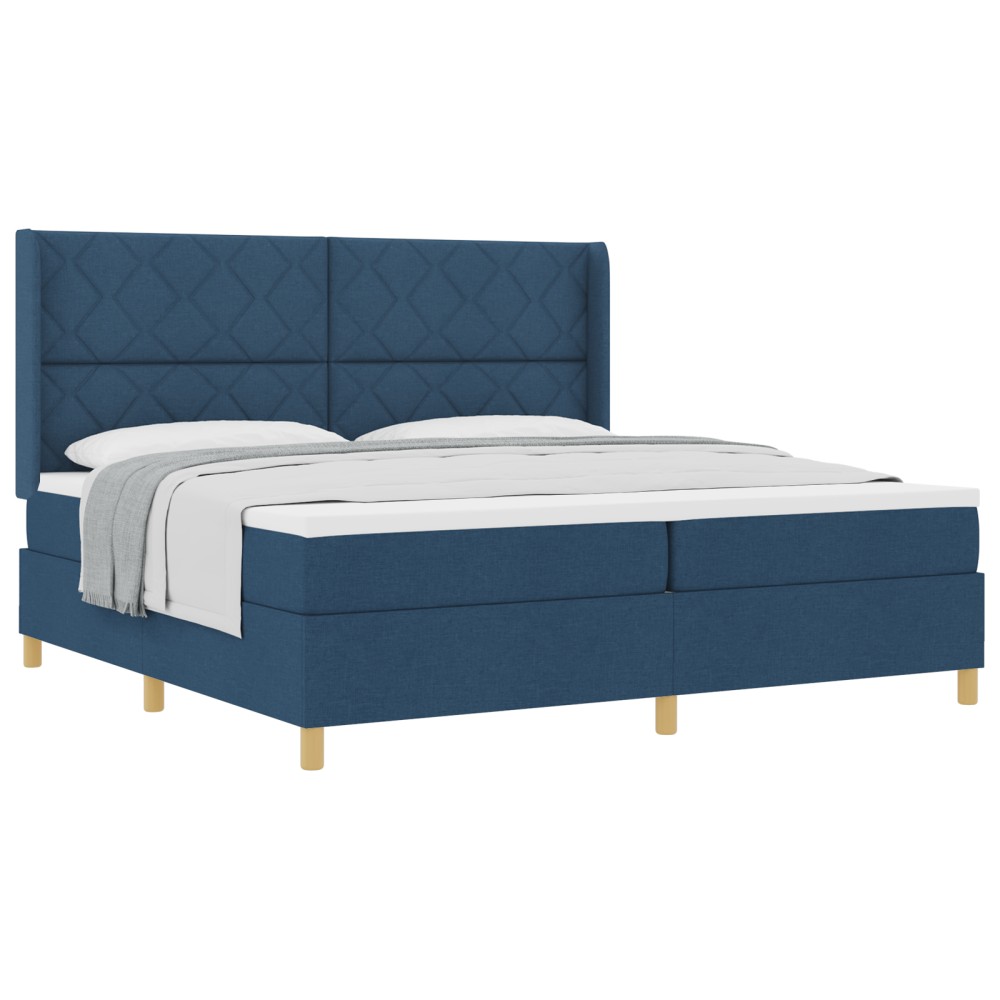 vidaXL Pat cu saltea cu arcuri albastru 200 x 200 cm țesătură
