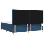 vidaXL Pat cu saltea cu arcuri albastru 200 x 200 cm țesătură vidaXL Pat cu saltea cu arcuri albastru 200 x 200 cm țesătură