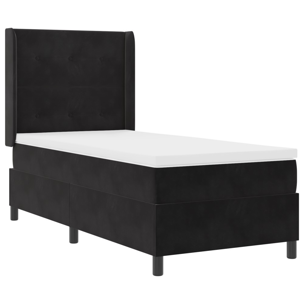 Pat Box Spring vidaXL cu saltea Negru 100x200 cm Catifea