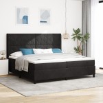 Pat cu arcuri vidaXL cu saltea Negru 200x200 cm Catifea Pat cu arcuri vidaXL cu saltea Negru 200x200 cm Catifea