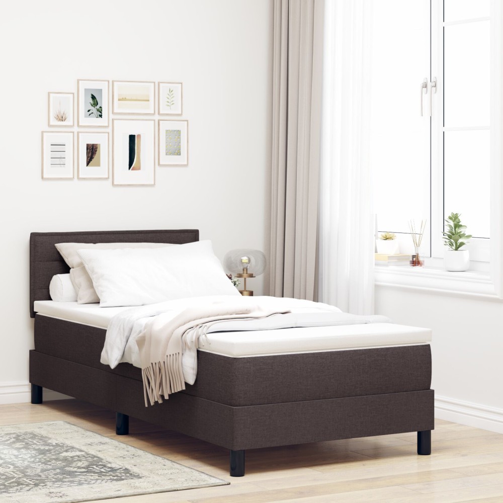 vidaXL Pat cu arcuri cu saltea Maro închis 80 x 200 cm țesătură