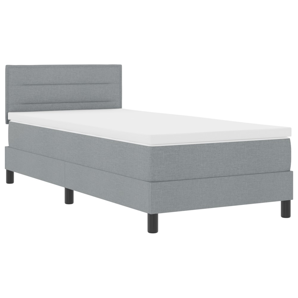 vidaXL Pat cu arcuri cu saltea Gri deschis 90 x 190 cm țesătură