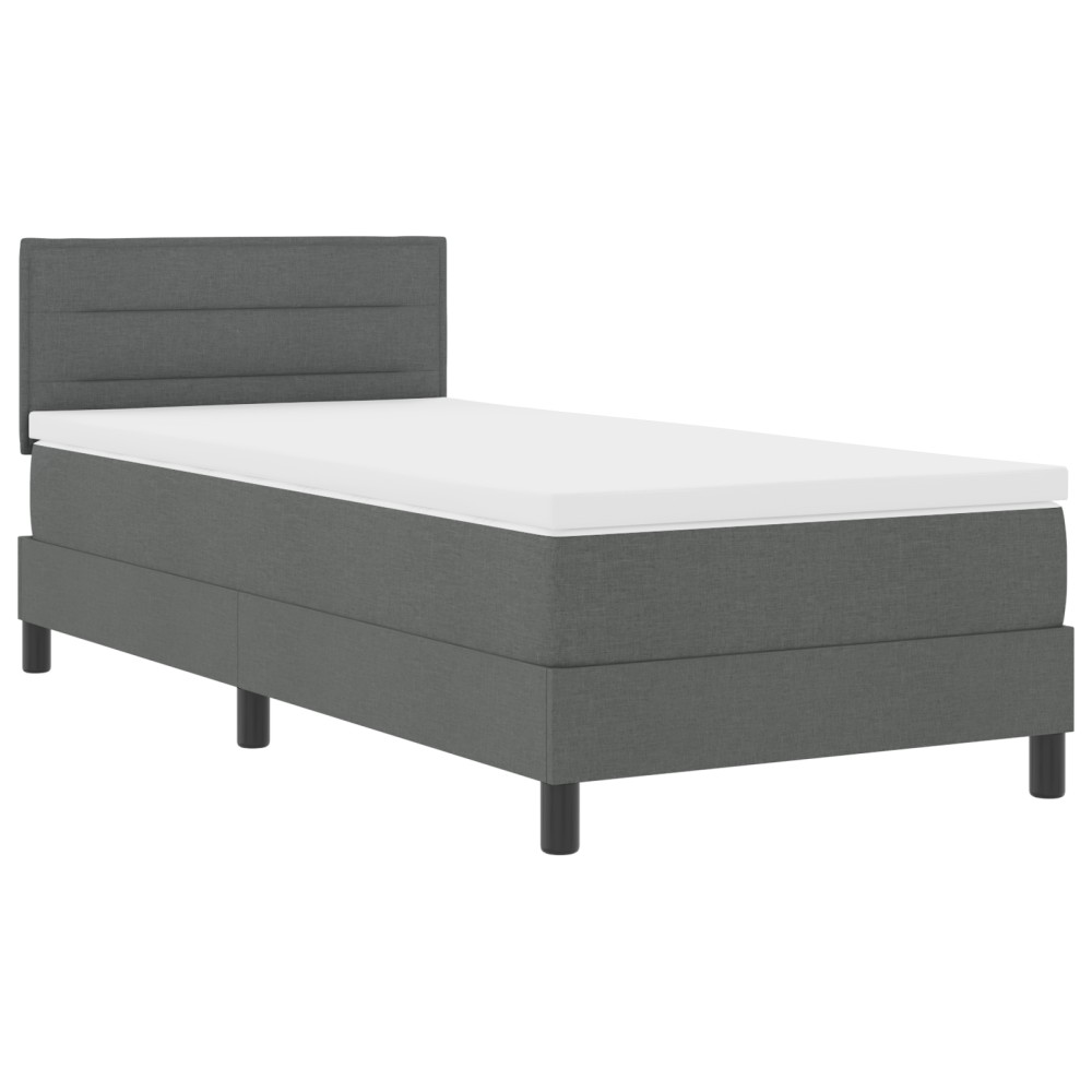 vidaXL Pat cu arcuri cu saltea Gri închis 90 x 190 cm țesătură